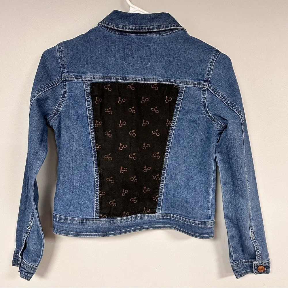 Harry Potter Fans! Harry Potter fabric on an Upcycled Justice Denim Jacket, 12